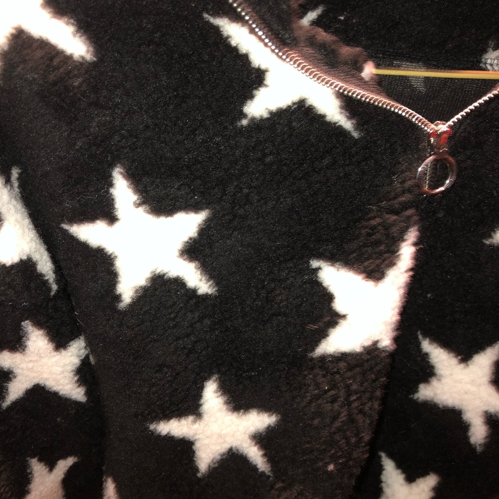 Cropped black fuzzy with white Stars